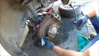 HOW TO PUSH BRAKE CALIPER PISTONS BACK, HOW TO CHANGE BRAKE PADS MAZDA 626 REAR BRAKES