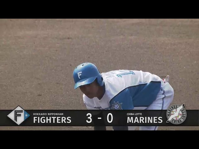 【ファーム】2アウトから追加点を奪う!! ファイターズ・阿部和広 3塁線を破るタイムリー2ベースヒット!!  2023年4月22日 北海道日本ハムファイターズ 対 千葉ロッテマリーンズ