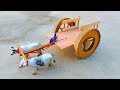 DIY How To Make Bullock Cart Cow Shed Bull House With Wood With Clay Woodworking