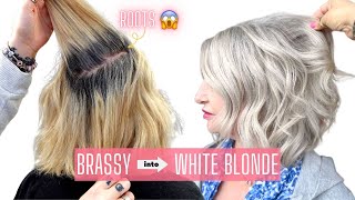 The Secret to Fixing Brassy Blonde to Platinum White Blonde Hair