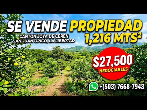 Se vende 1,216mts2 canton joya de ceren distrito san juan opico departamento de la libertad 