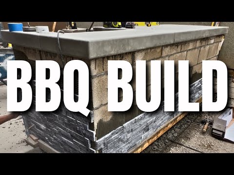 How To Build A Diy Bbq Island With Cinderblock, Ledger Stone, And Concrete Countertop