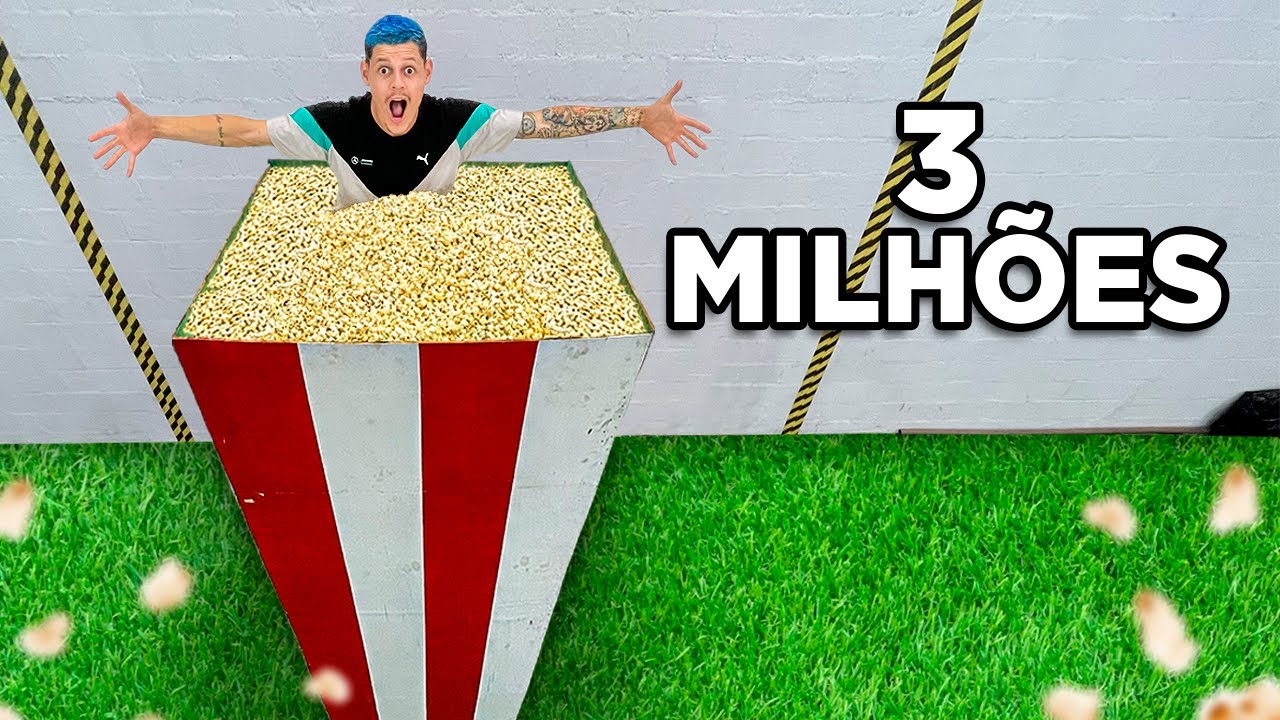 ENCHI O MAIOR SACO DE PIPOCA DO MUNDO (3 METROS)