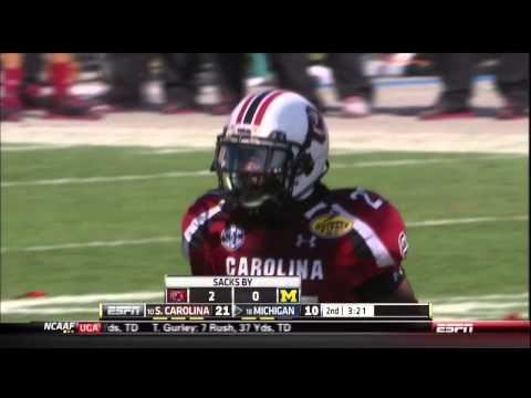 2013 USC vs Michigan - Victor Hampton Sack