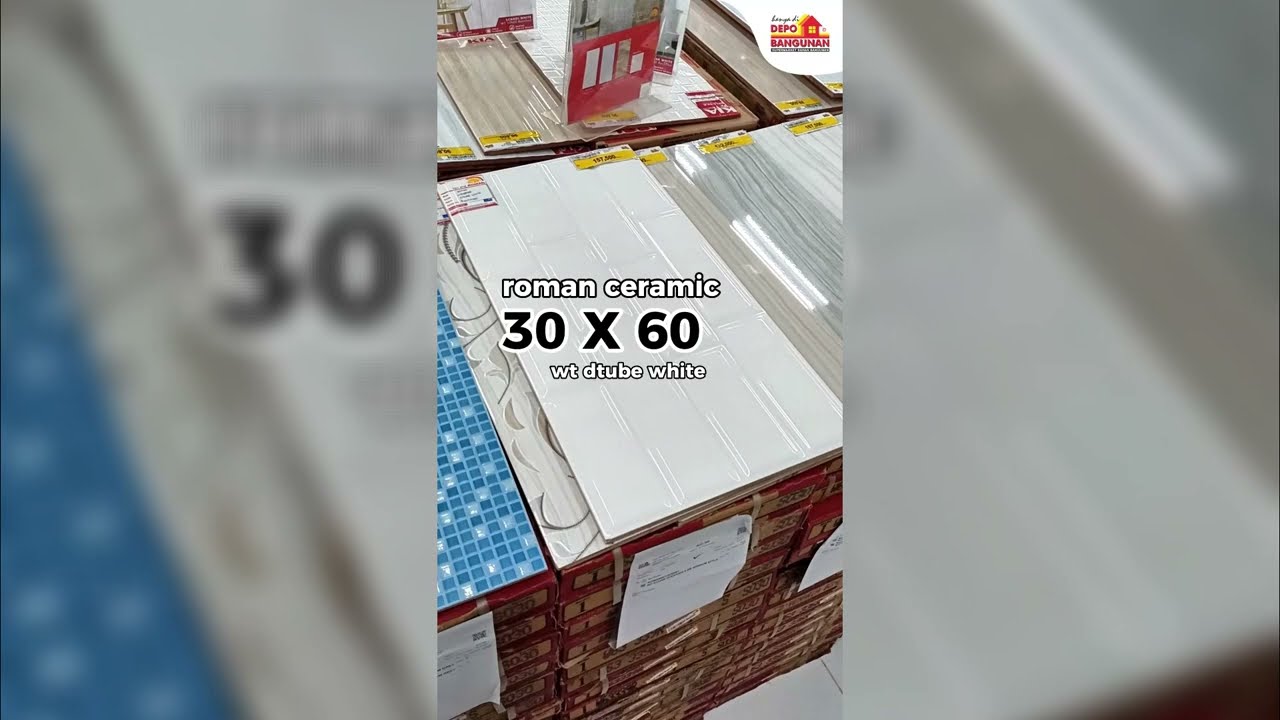Ceramic 30 x 60 cm ROMAN WT Dtube White | Depo Bangunan Online Shop