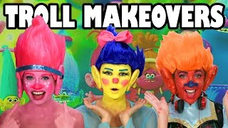 Trolls Makeovers with Elsa, Belle, Anna Trolls Movie. DisneyToysFan