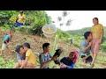 Mother And Child Go To Fertilize Vegetables Husband Goes To Make Pig Pen Door To Separatepiglets