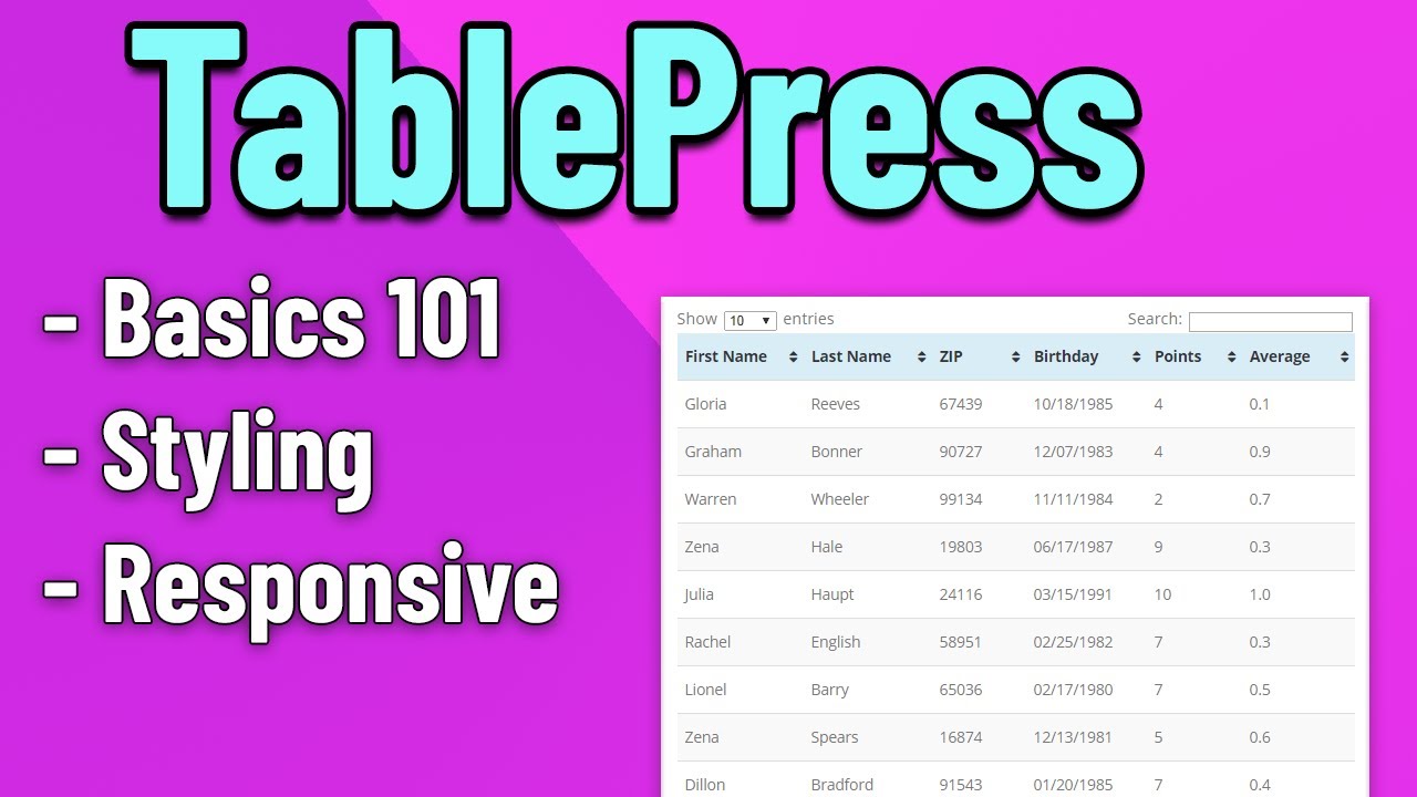 TablePress Tutorial: build Beautiful, Responsive WordPress Tables