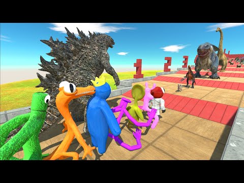 Dinosaurs and Megalodon Rex Climb Challenge | Rainbow Friends VS Godzilla 2021 - ARBS