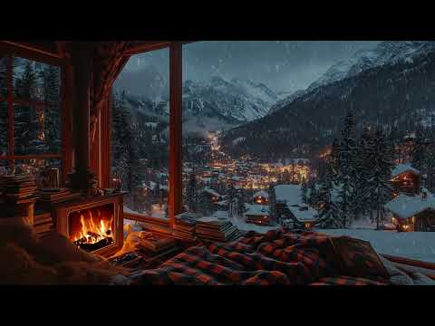 Tranquil Snowstorm Nights: Cozy Fireplace Ambience for Rest and Relaxation 😌🔥
