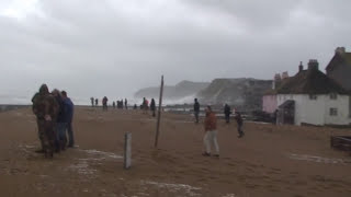 preview picture of video '4 meter waves hit West Bay, Dorset.UK.5-2-14.'