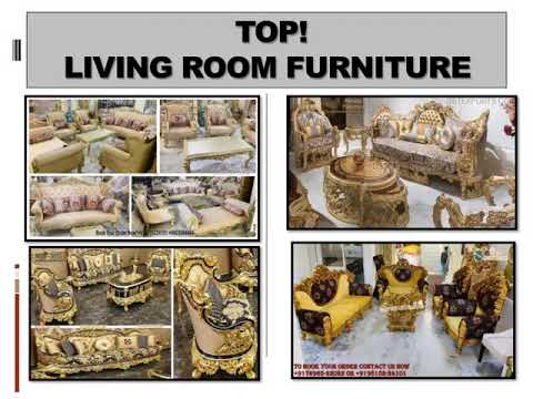 Designer gold finish wooden bed luxury round beds royal look...