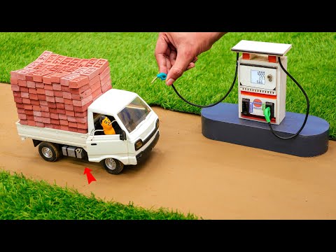 diy mini truck tata ace loading bricks from construction site science project @sanocreator