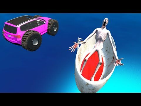 Jumping Cars Into Giant Quarry in Creepy Bath The Shy Guy (SCP-096) - BeamNG.Drive