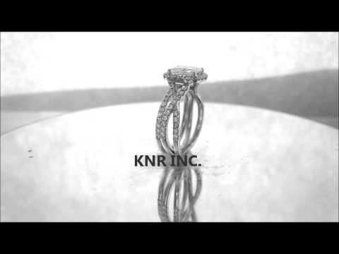 18K WHITE GOLD CUSHION CUT DIAMOND EGAGEMENT RING AND BAND HALO PRONG SET 2.50CT - KNR INC - 386