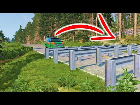 Cars VS Numerous Guardrails - BeamNG DRIVE