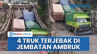 Penampakan Jembatan Muara Lawai Lahat Sumsel yang Ambruk, 4 Truk Batubara Terjebak di Tengah