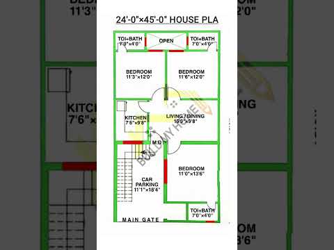 24 x 45 house design/ 24 x 45 house plan/ 24 x 45 ghar ka naksha/ #buildmyhome #shorts #short #home