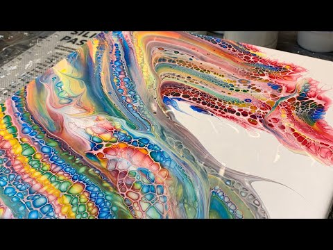 #125 Rainbow Dragon Colorful Swipe | Acrylic Pour Painting | Abstract | Fluid Art