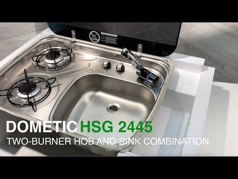 Dometic HSG 2445 Two-burner hob and sink combination with glass lid, 600 x 445 mm