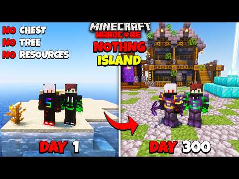 We Survived 300 Days On a DESERTED ISLAND With NOTHING In Minecraft Hardcore.. !