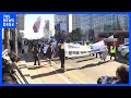 韓国政府の案に「屈辱的だ」 元徴用工支援の市民団体が抗議集会