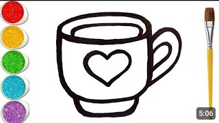 Cup drawing step by step | How to Draw a Cup | Easy coloring for Kids and Toddlers