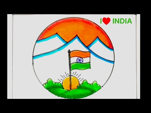 HOW To INDIAN FLAG DRAWING ! National Flag Drawing India step by step.Republic day flag drawing