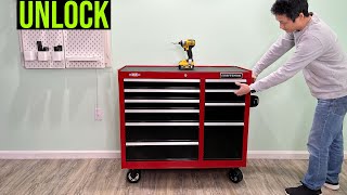 Craftsman 41" Tool Cabinet. Fix Stuck Drawers! (CMST82772RB) How to unlock tool chest drawers