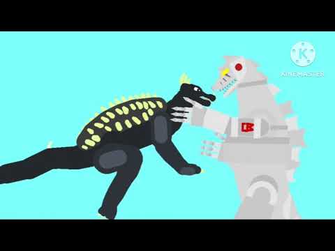 mechagodzilla vs anguirus animación 