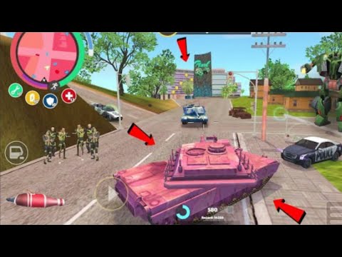 Rope Hero Vice Town -(Spawn A PinkTank and Destroy All Vice town Vehicles)Mad Pink Tanks - HD