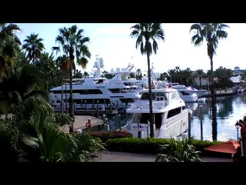 Massive Yachts docked at the Atlantis Resort Bahamas