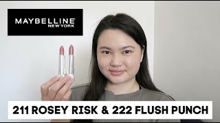 Maybelline Cream Lipstick 211 Rosey Risk & 222 Flush Punch Review + Swatches | Tracey Studio