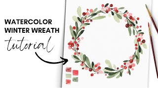 Easy Watercolor Winter Wreath | Step by Step Tutorial!