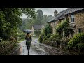 Gentle Rain Becoming Heavy Showers Quiet English Village Walk 4K ASMR