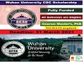 Wuhan University Fully funded Scholarship for Year 2021-2022