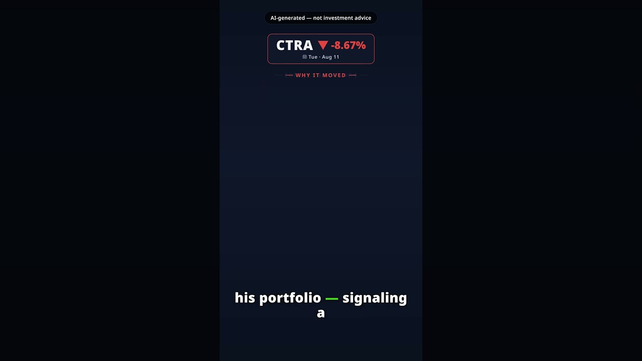 Why Is Coterra Stock Tumbling Today? CTRA -8.67% (Aug 11)