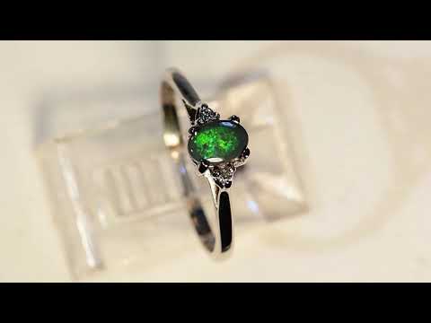 m15561 black opal   diamonds   18k white gold ring