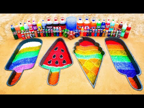 How to Make Rainbow Ice Cream with Orbeez, Big Fanta & Coca Cola and Mentos vs Popular Sodas