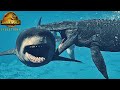 MEGALODON MOSASAURUS Vs All Marine Reptiles Sea Dinosaur Monsters Hunt Fight