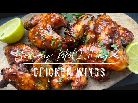 THE BEST HONEY BBQ JERK CHICKEN WINGS! | AIR FRYER CRISPY CHICKEN WINGS | SPICY JERK WINGS RECIPE