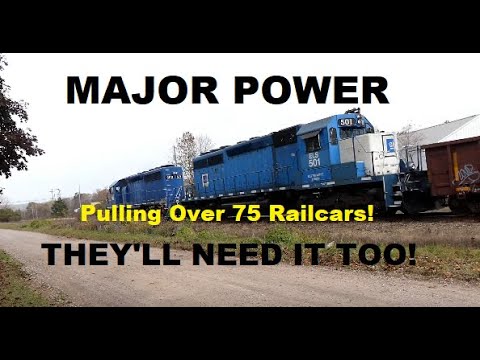 Two Strong SD40-2 Locomotives With One Massive Long Freight Train! #trainvideo | Jason Asselin