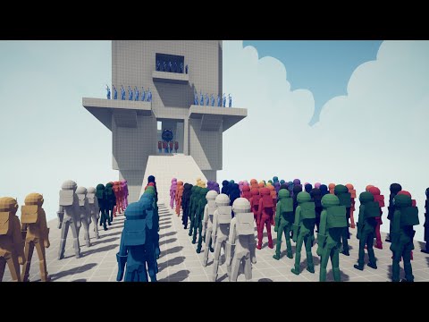 100x AMONG US UNITS vs CRAZY TOWER SIEGE: TABS - Totally Accurate Battle Simulator