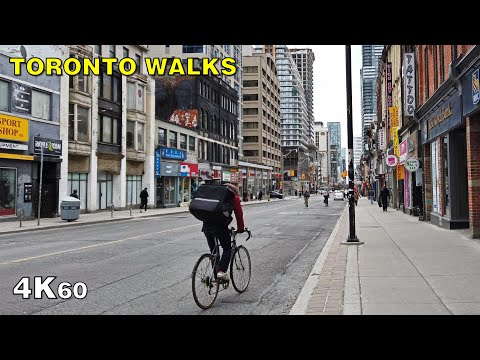 Yonge Street Pandemic Walk in Downtown Toronto on April 11, 2020 [4K]