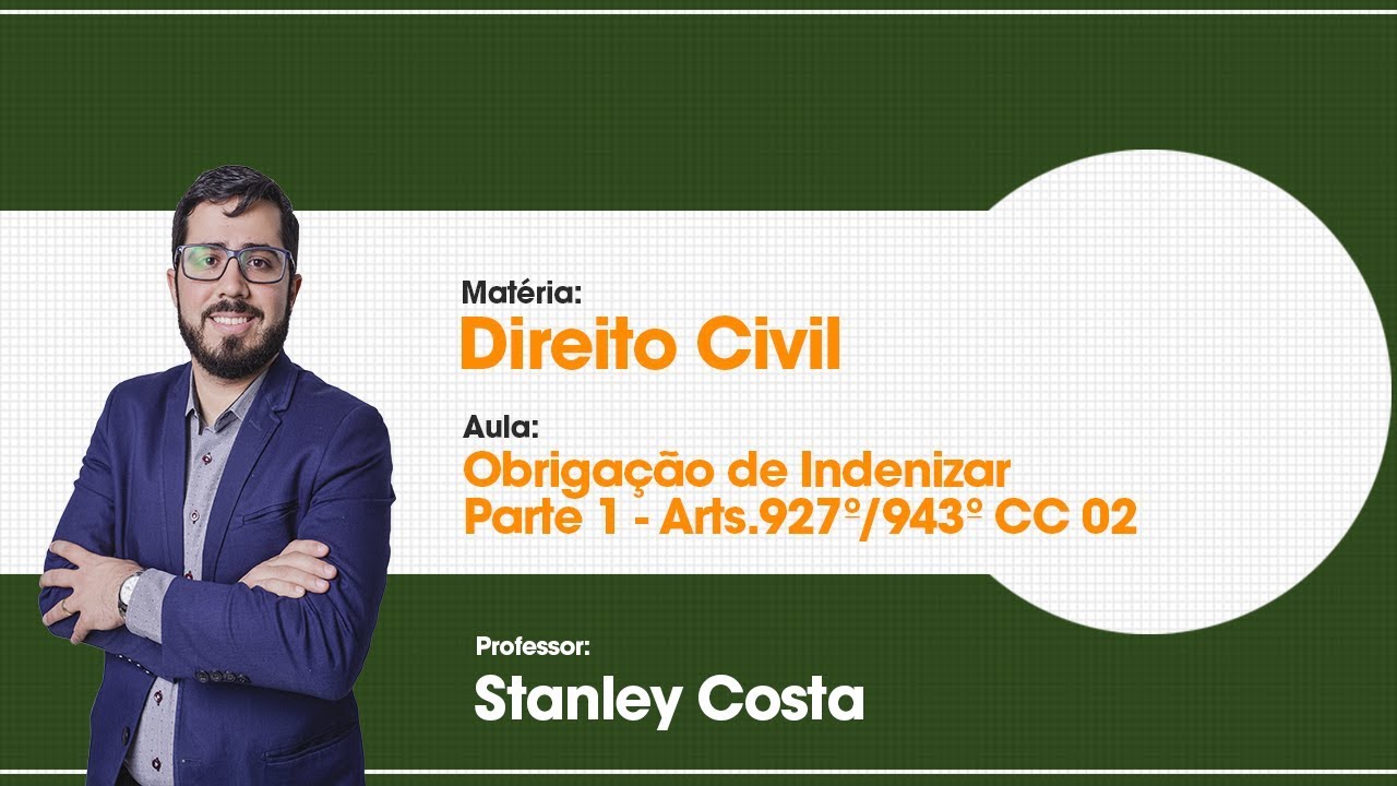 Aula Grátis de Direito Civil - Obrigação de Indenizar  Parte 1 Arts. 927º/943º CC02 - 50/68