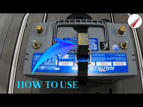 Part of a video titled How To Use T-H Marine Battery Strap - YouTube