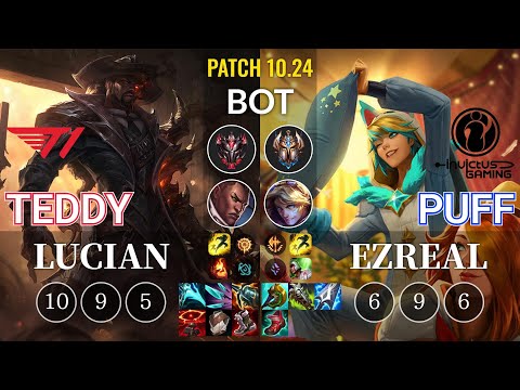 T1 Teddy Lucian vs IG Puff Ezreal Bot - KR Patch 10.24
