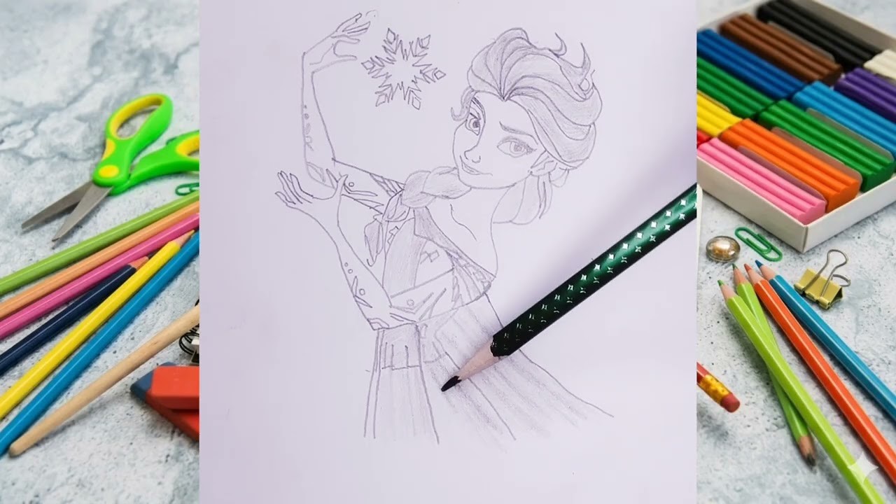 How to Sketch Disney Characters: Elsa from Frozen | Malik drawing Academy: