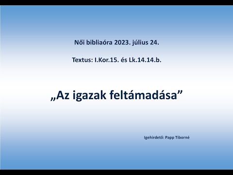 Női bibliaóra 2023. július 24.