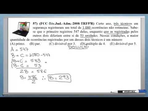 QUESTÃO 57   MATEMÁTICA RESOLVIDA FCC